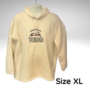 Men’s Fleece Pullover – Off White – “Wilderness Tasmania, Australia” – Size XL